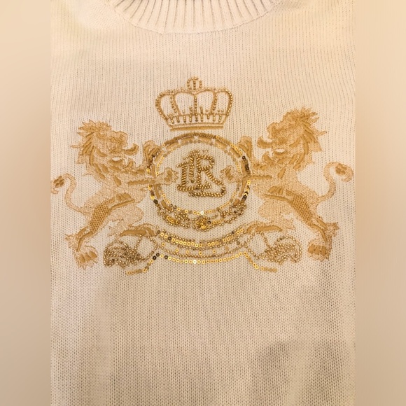Ralph Lauren Black Label Cream Ribbed Turtleneck with embellished logo - Picture 6 of 10